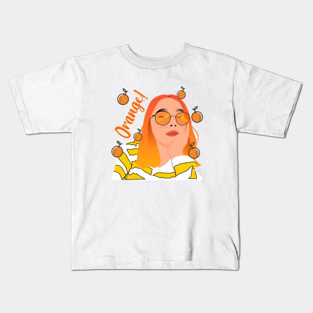 Orange girl birthday gift Kids T-Shirt by WOW DESIGN